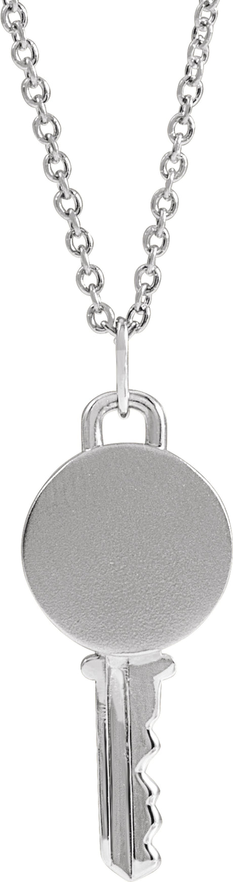 Sterling Silver Engravable Key 16-18" Necklace