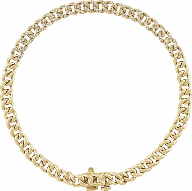 14K Yellow 1/2 CTW Natural Diamond Link 7 1/4" Bracelet