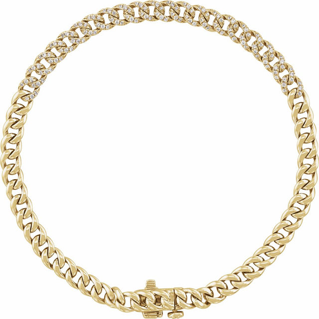 14K Yellow Gold 1/2 CTW Natural Diamond Link 7 1/4" Bracelet