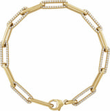 14K Yellow Gold 1 CTW Natural Diamond Link 7" Bracelet