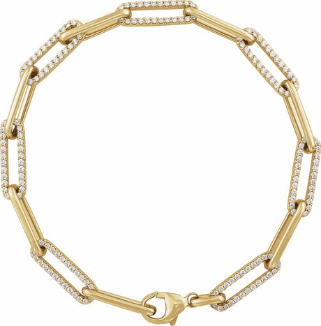 14K Yellow Gold 1 CTW Natural Diamond Link 7" Bracelet
