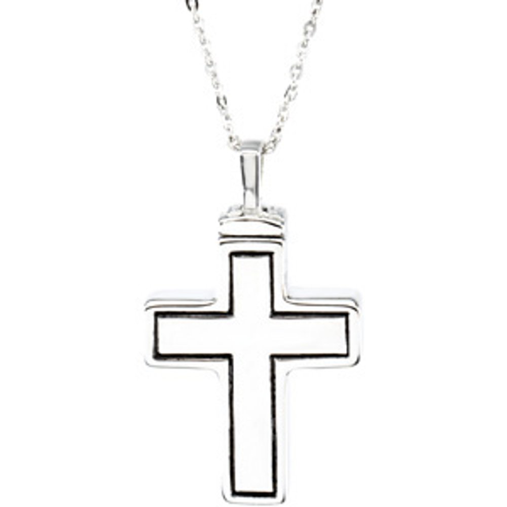 Sterling Silver 26x16.5 mm Cross Ash Holder 18" Necklace