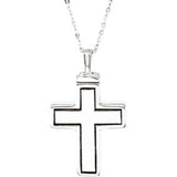 Sterling Silver 26x16.5 mm Cross Ash Holder 18" Necklace