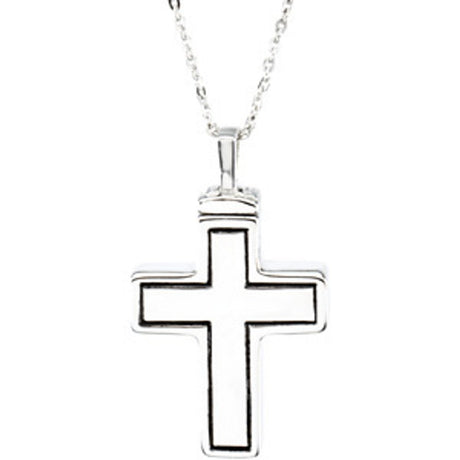 Sterling Silver 26x16.5 mm Cross Ash Holder 18" Necklace