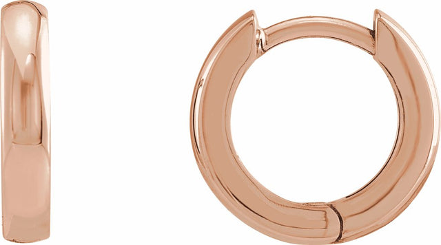 14K Rose Gold 12 mm Hinged Hoop Earrings