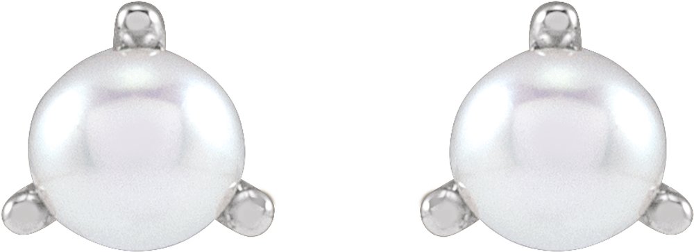 Sterling Silver 3.5 mm Cultured White Seed Pearl Earrings