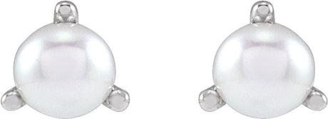 Sterling Silver 3.5 mm Cultured White Seed Pearl Earrings