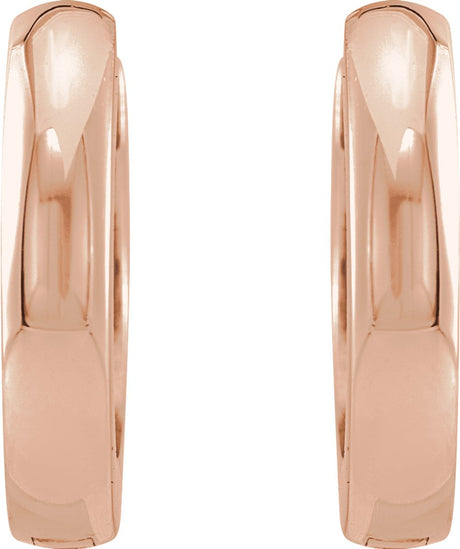 14K Rose 12 mm Hinged Hoop Earrings