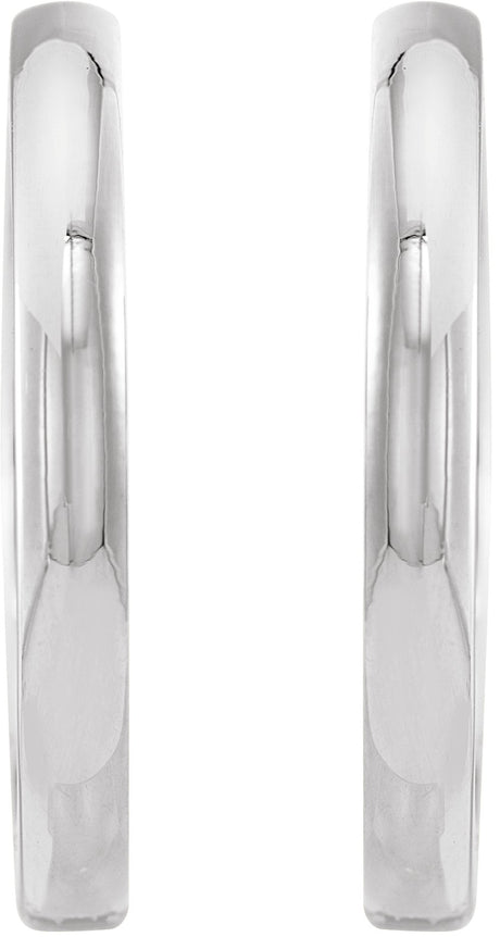 14K White Gold 20 mm Hinged Hoop Earrings