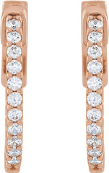 14K Rose Gold 1/3 CTW Natural Diamond Inside-Outside 15.5 mm Hinged Hoop Earrings