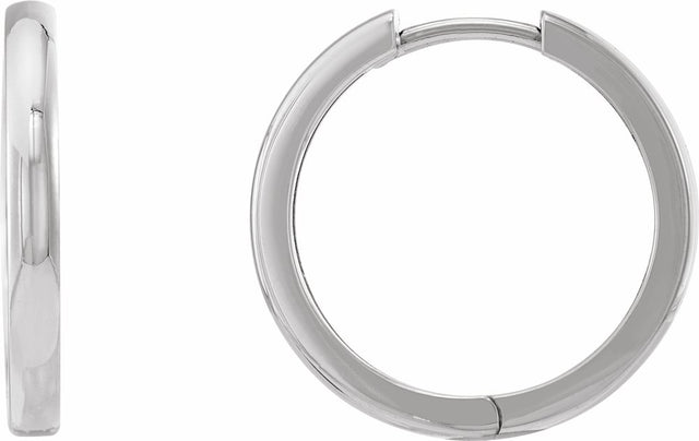 14K White 20 mm Hinged Hoop Earring