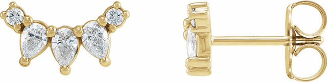 14K Yellow Gold 1/3 CTW Natural Diamond Curved Bar Earrings