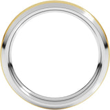 14K White/Yellow 4 mm Stepped Beveled-Edge Inlay Comfort-Fit Half Round Band Size 5.5