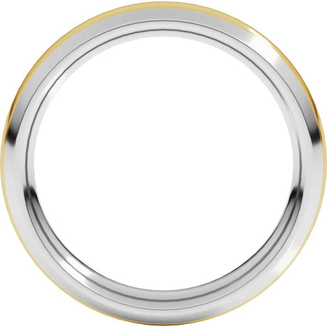 14K White/Yellow 4 mm Stepped Beveled-Edge Inlay Comfort-Fit Half Round Band Size 5.5