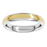 14K White/Yellow 4 mm Stepped Beveled-Edge Inlay Comfort-Fit Half Round Band Size 5.5