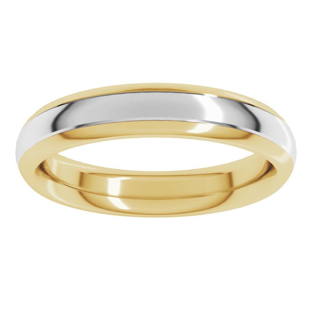 14K Yellow/White 4 mm Stepped Beveled-Edge Inlay Comfort-Fit Half Round Band Size 7