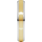 14K White/Yellow 4 mm Stepped Beveled-Edge Inlay Comfort-Fit Half Round Band Size 5.5