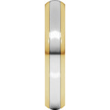 14K Yellow/White 4 mm Stepped Beveled-Edge Inlay Comfort-Fit Half Round Band Size 7