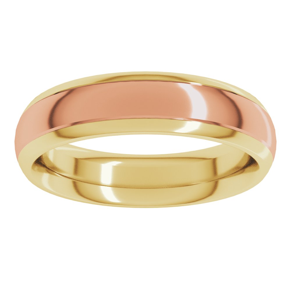 14K Yellow/Rose 5 mm Stepped Beveled-Edge Inlay Comfort-Fit Half Round Band Size 10