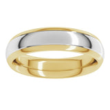 14K Yellow/White 5 mm Stepped Beveled-Edge Inlay Comfort-Fit Half Round Band Size 9.5