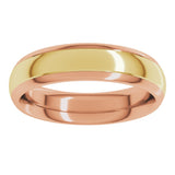 14K Rose/Yellow 5 mm Stepped Beveled-Edge Inlay Comfort-Fit Half Round Band Size 10