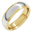 14K Yellow/White 6 mm Stepped Beveled-Edge Inlay Comfort-Fit Half Round Band Size 8.5