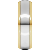 14K Yellow/White 6 mm Stepped Beveled-Edge Inlay Comfort-Fit Half Round Band