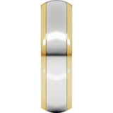 14K Yellow/White 6 mm Stepped Beveled-Edge Inlay Comfort-Fit Half Round Band