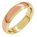 14K Yellow/Rose 5 mm Stepped Beveled-Edge Inlay Comfort-Fit Half Round Band Size 10