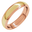 14K Rose/Yellow 5 mm Stepped Beveled-Edge Inlay Comfort-Fit Half Round Band Size 10