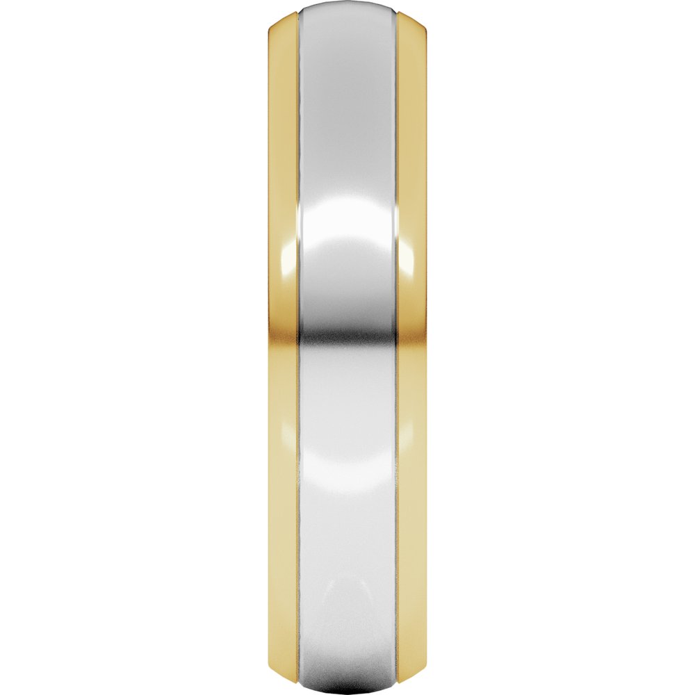 14K Yellow/White 5 mm Stepped Beveled-Edge Inlay Comfort-Fit Half Round Band
