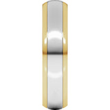 14K Yellow/White 5 mm Stepped Beveled-Edge Inlay Comfort-Fit Half Round Band