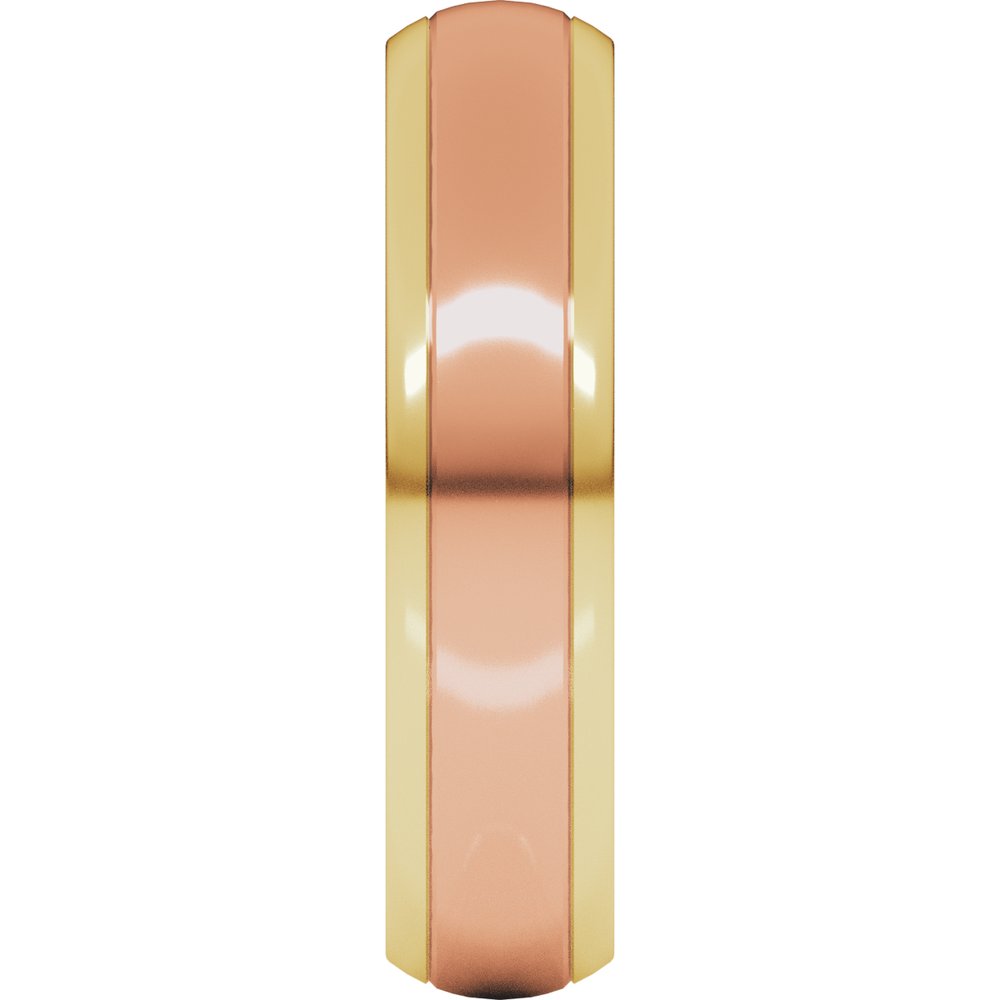 14K Yellow/Rose 5 mm Stepped Beveled-Edge Inlay Comfort-Fit Half Round Band Size 10