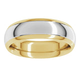 14K Yellow/White 6 mm Stepped Beveled-Edge Inlay Comfort-Fit Half Round Band