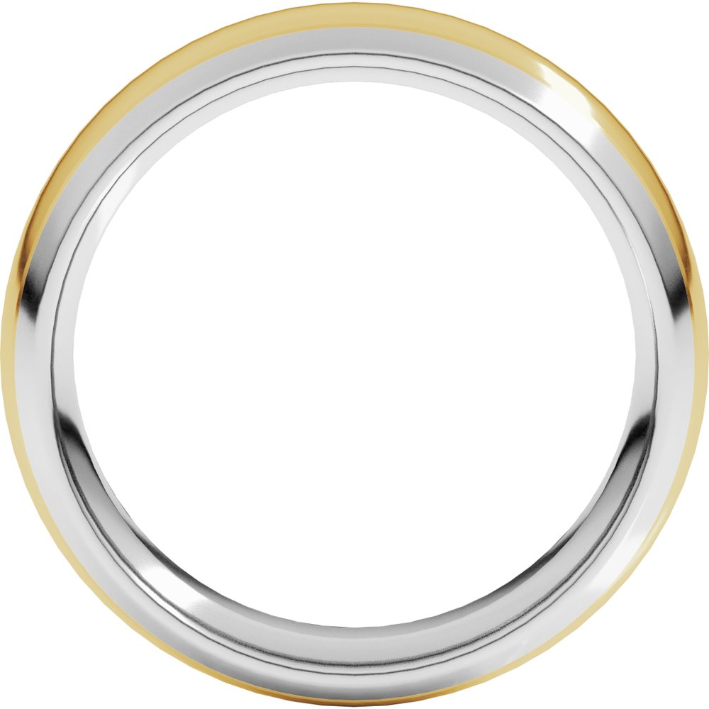 14K White/Yellow 6 mm Stepped Beveled-Edge Inlay Comfort-Fit Half Round Band Size 10