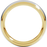14K Yellow/White 6 mm Stepped Beveled-Edge Inlay Comfort-Fit Half Round Band