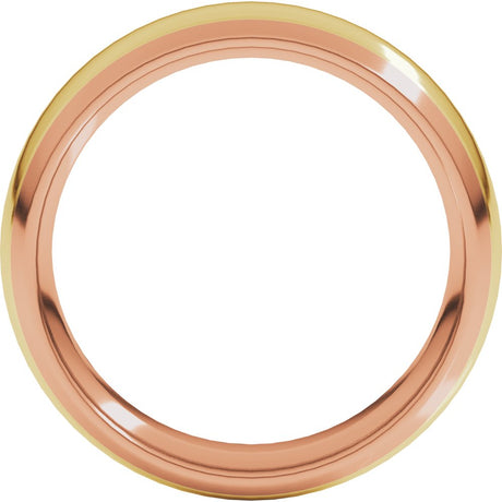 14K Rose/Yellow 6 mm Stepped Beveled-Edge Inlay Comfort-Fit Half Round Band Size 8.5