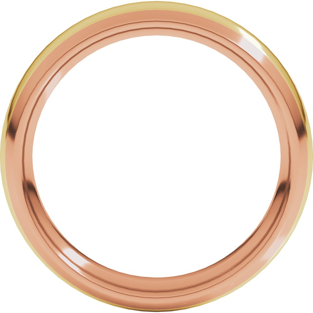 14K Rose/Yellow 5 mm Stepped Beveled-Edge Inlay Comfort-Fit Half Round Band Size 10