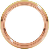 14K Rose/Yellow 5 mm Stepped Beveled-Edge Inlay Comfort-Fit Half Round Band Size 10