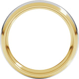 14K Yellow/White 5 mm Stepped Beveled-Edge Inlay Comfort-Fit Half Round Band Size 9.5