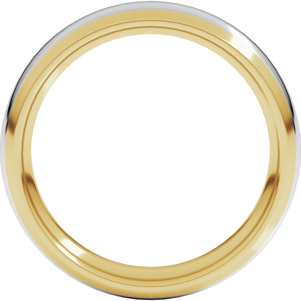14K Yellow/White 5 mm Stepped Beveled-Edge Inlay Comfort-Fit Half Round Band
