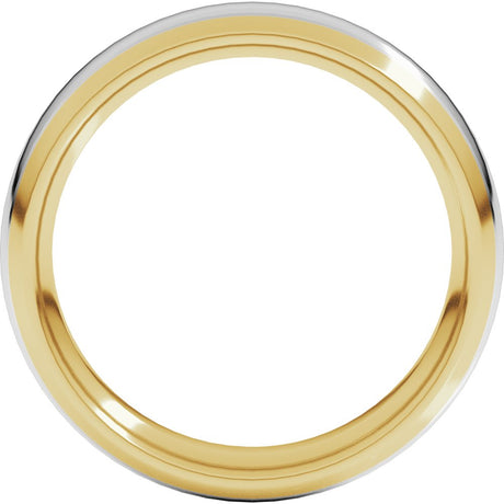 14K Yellow/White 5 mm Stepped Beveled-Edge Inlay Comfort-Fit Half Round Band