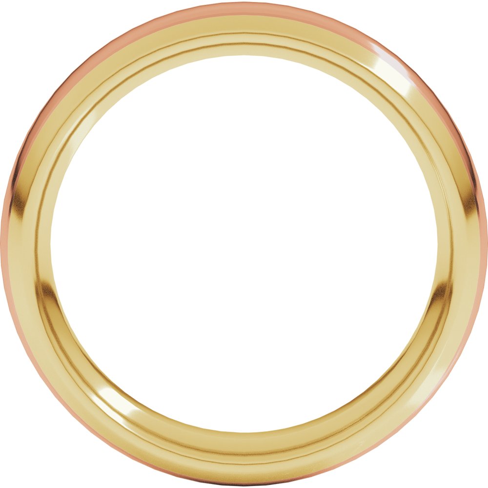14K Yellow/Rose 5 mm Stepped Beveled-Edge Inlay Comfort-Fit Half Round Band Size 10