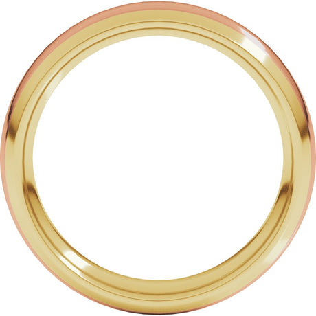 14K Yellow/Rose 5 mm Stepped Beveled-Edge Inlay Comfort-Fit Half Round Band Size 10