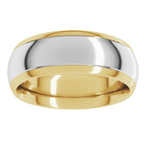 14K Yellow/White 7 mm Stepped Beveled-Edge Inlay Comfort-Fit Half Round Band Size 10.5