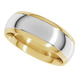 14K Yellow/White 7 mm Stepped Beveled-Edge Inlay Comfort-Fit Half Round Band Size 10.5