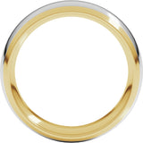 14K Yellow/White 7 mm Stepped Beveled-Edge Inlay Comfort-Fit Half Round Band