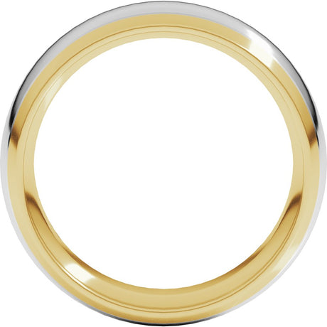 14K Yellow/White 7 mm Stepped Beveled-Edge Inlay Comfort-Fit Half Round Band