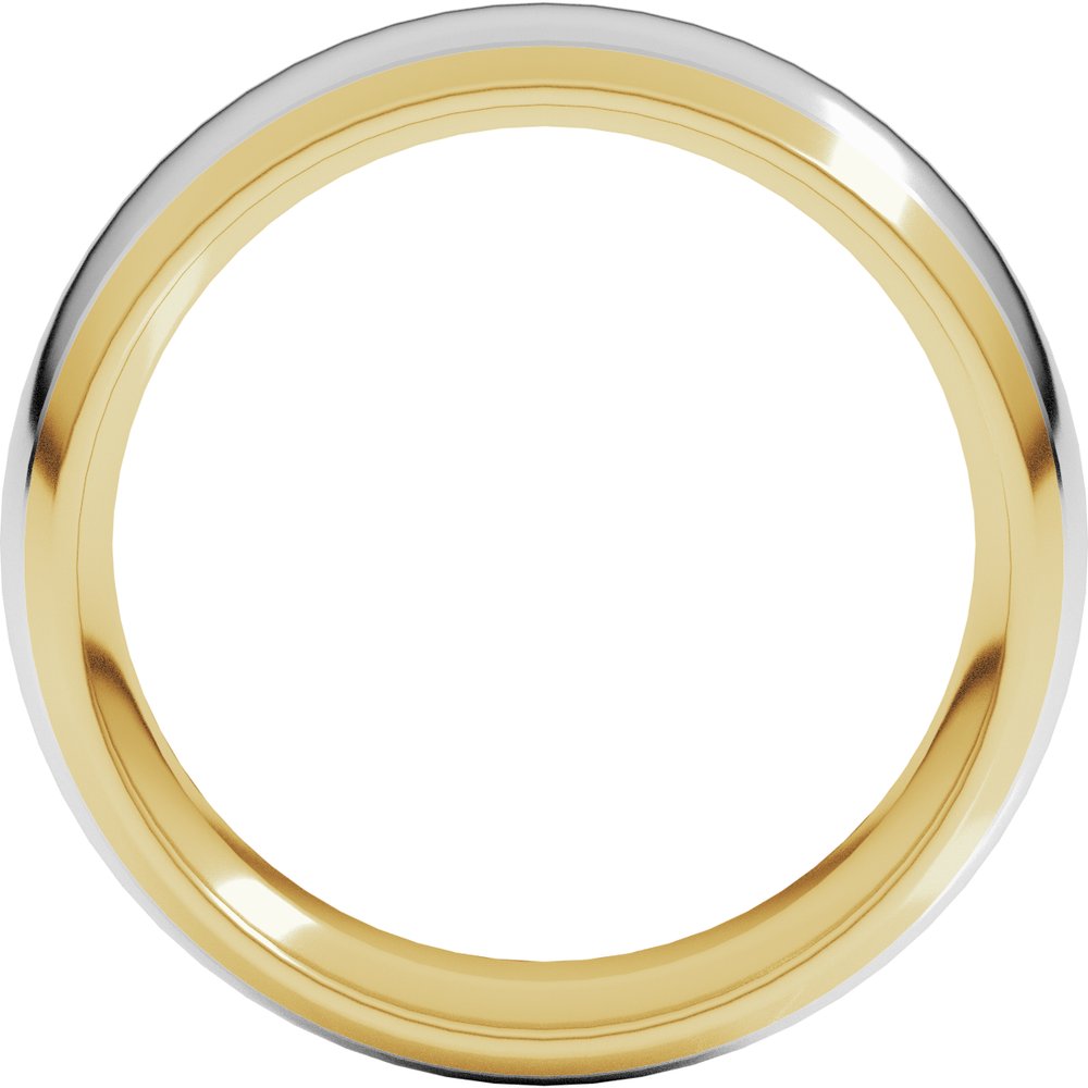 14K Yellow/White 7 mm Stepped Beveled-Edge Inlay Comfort-Fit Half Round Band Size 10.5