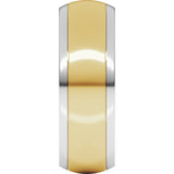 14K White/Yellow 7 mm Stepped Beveled-Edge Inlay Comfort-Fit Half Round Band Size 6.5